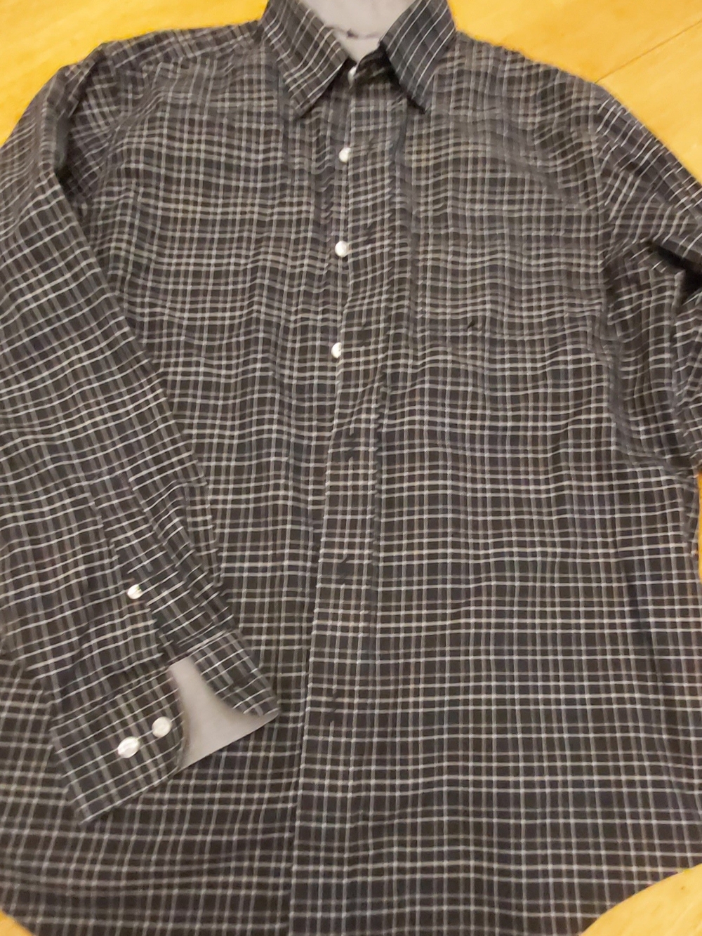 Denver Hayes Black and Gray Plaid Button-Down Shirt